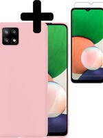 LUQ LUQ Samsung Galaxy A22 5G hoesje siliconen lichtroze + screenprotector