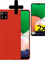 LUQ LUQ Samsung Galaxy A22 5G hoesje siliconen rood + 2x screenprotector