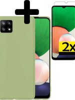 LUQ LUQ Samsung Galaxy A22 5G hoesje siliconen groen + 2x screenprotector