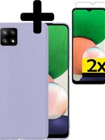 LUQ LUQ Samsung Galaxy A22 5G hoesje siliconen lila + 2x screenprotector