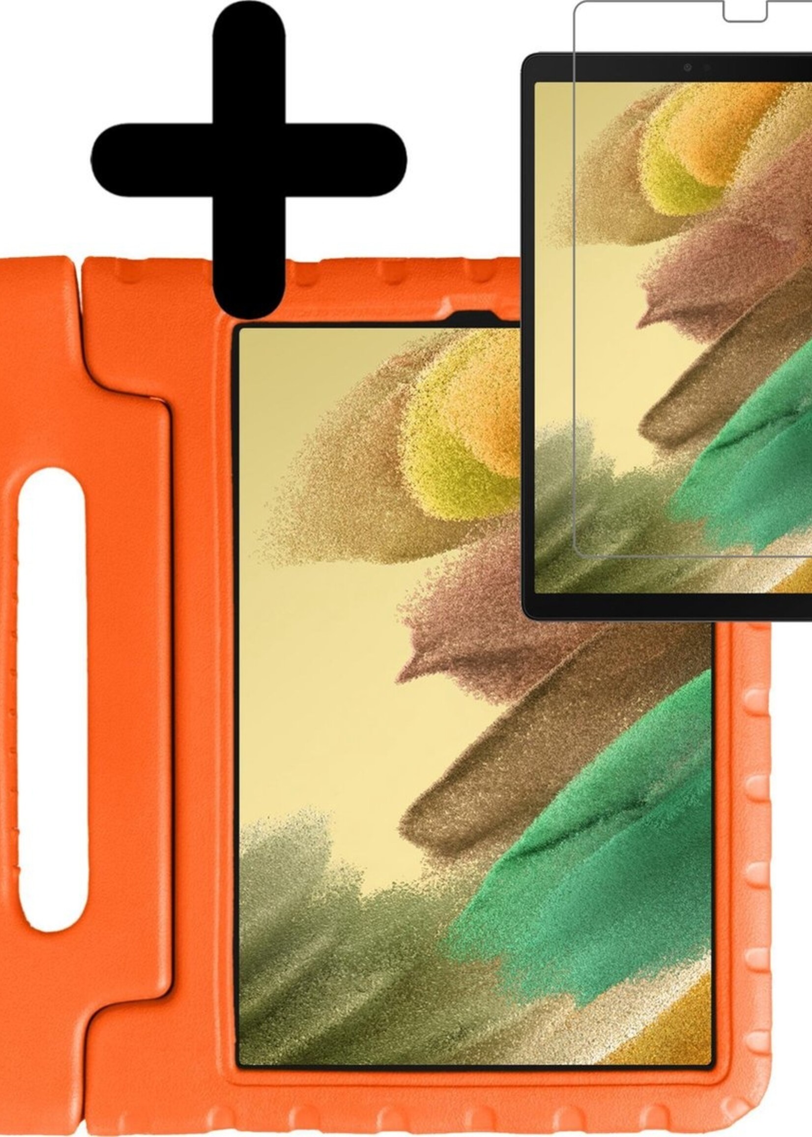 LUQ Hoes Geschikt voor Samsung Galaxy Tab A7 Lite Hoes Kinder Hoesje Kids Case Kinderhoes Shockproof Met Screenprotector - Hoesje Geschikt voor Samsung Tab A7 Lite Hoesje Kidscase - Oranje