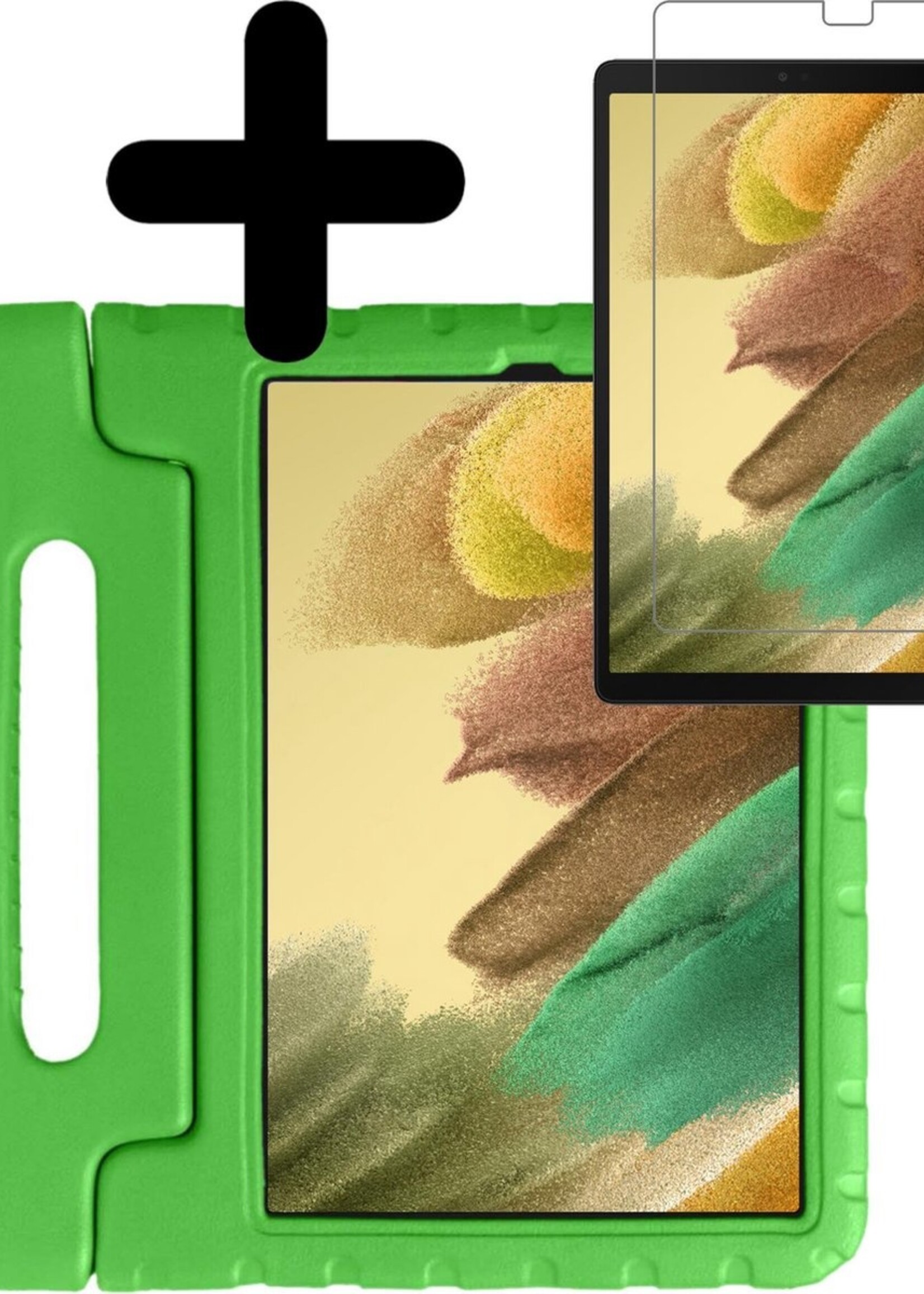 LUQ Hoes Geschikt voor Samsung Galaxy Tab A7 Lite Hoes Kinder Hoesje Kids Case Kinderhoes Shockproof Met Screenprotector - Hoesje Geschikt voor Samsung Tab A7 Lite Hoesje Kidscase - Groen