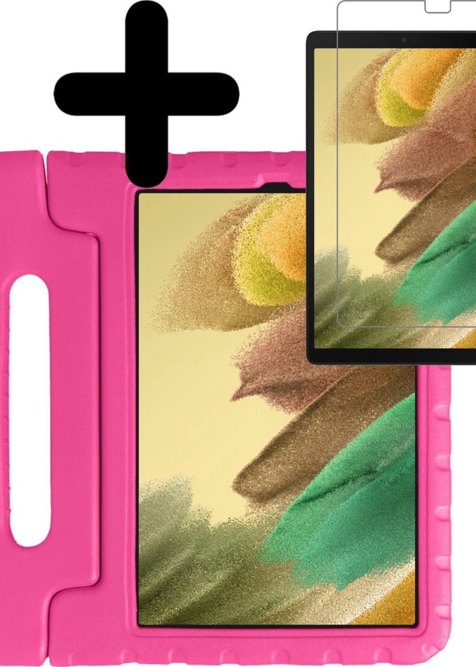 LUQ Hoes Geschikt voor Samsung Galaxy Tab A7 Lite Hoes Kinder Hoesje Kids Case Kinderhoes Shockproof Met Screenprotector - Hoesje Geschikt voor Samsung Tab A7 Lite Hoesje Kidscase - Roze