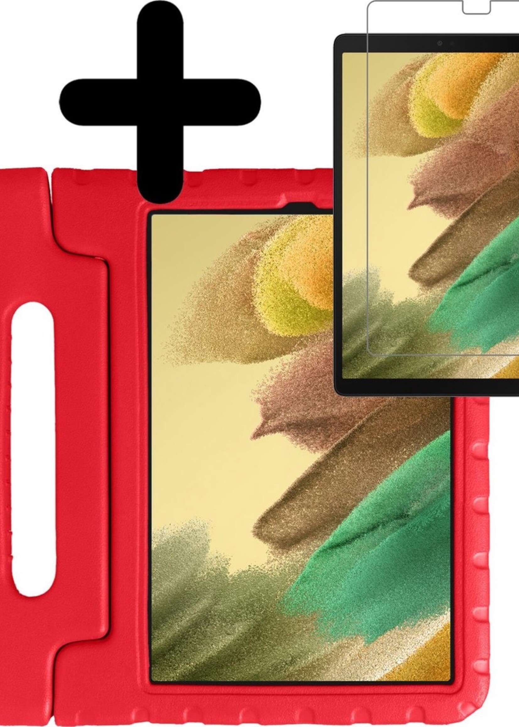 LUQ Hoes Geschikt voor Samsung Galaxy Tab A7 Lite Hoes Kinder Hoesje Kids Case Kinderhoes Shockproof Met Screenprotector - Hoesje Geschikt voor Samsung Tab A7 Lite Hoesje Kidscase - Rood