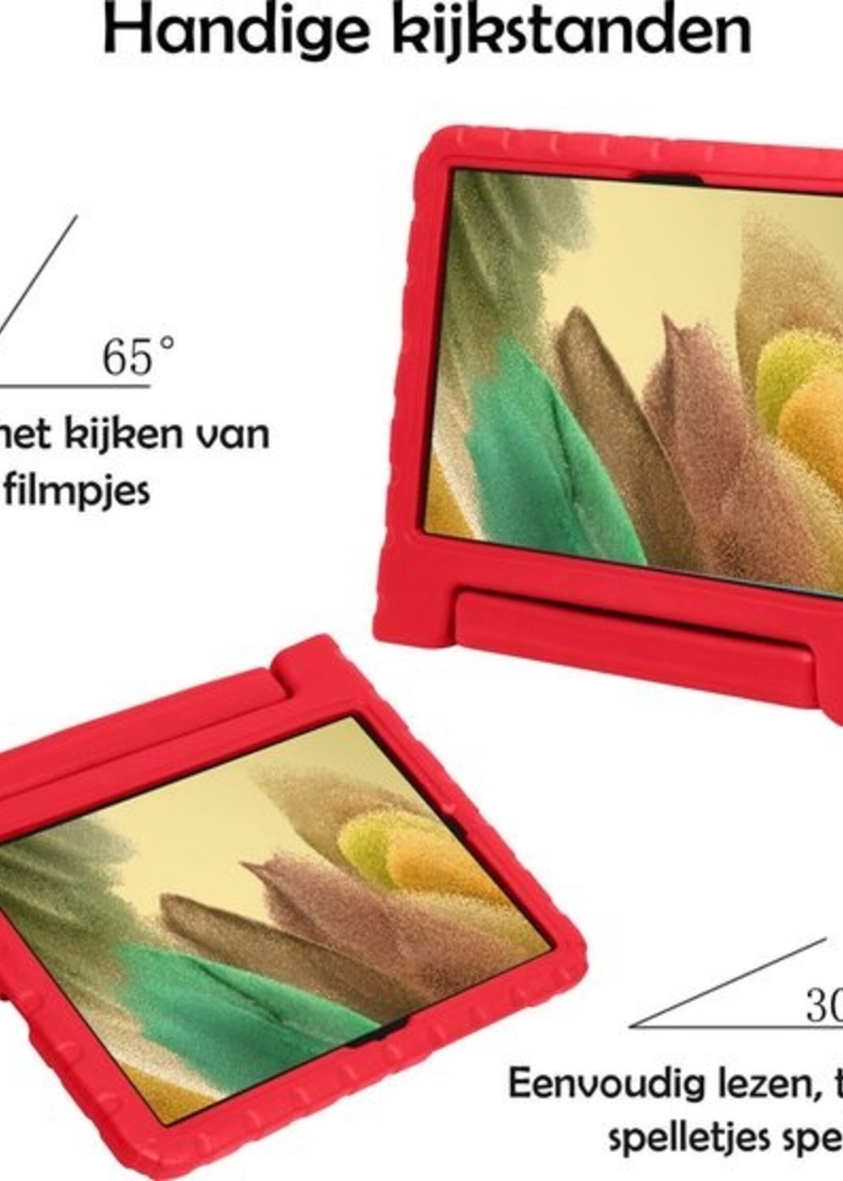 LUQ Hoes Geschikt voor Samsung Galaxy Tab A7 Lite Hoes Kinder Hoesje Kids Case Kinderhoes Shockproof Met Screenprotector - Hoesje Geschikt voor Samsung Tab A7 Lite Hoesje Kidscase - Rood