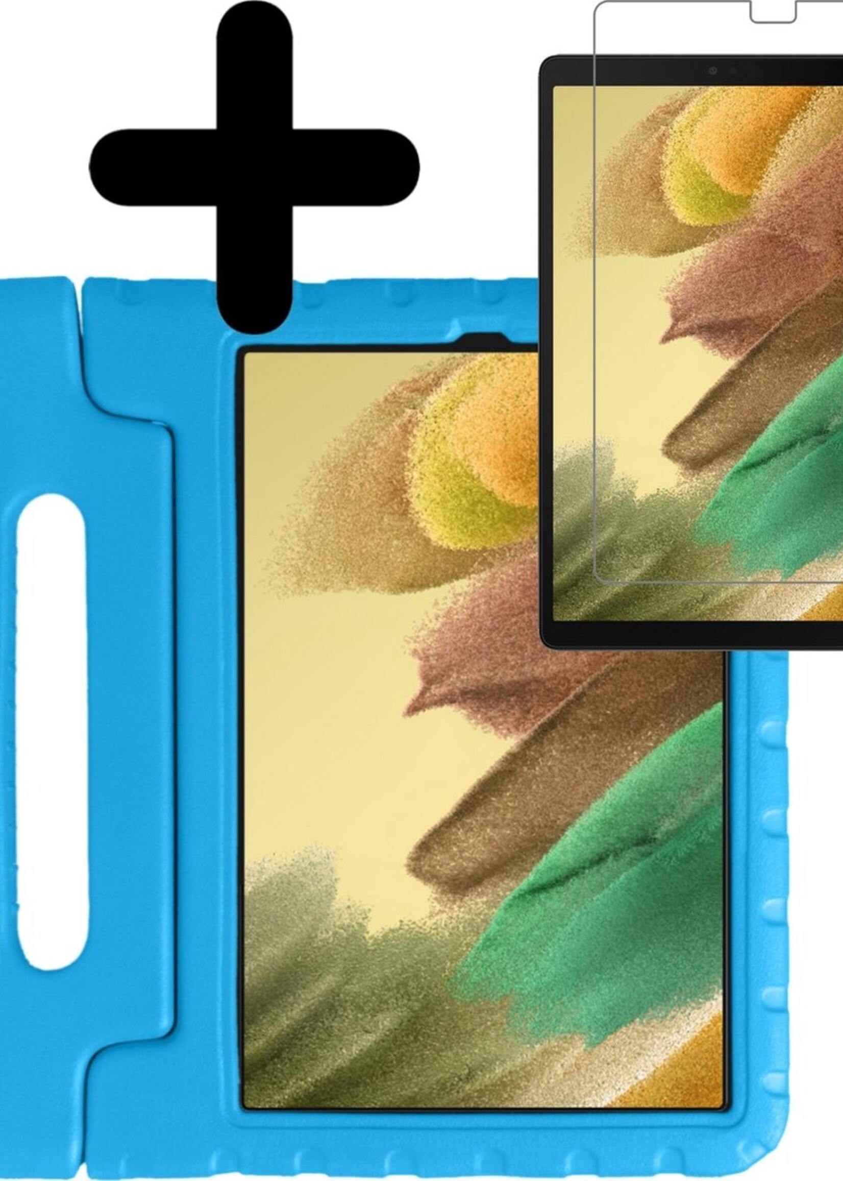 LUQ Hoes Geschikt voor Samsung Galaxy Tab A7 Lite Hoes Kinder Hoesje Kids Case Kinderhoes Shockproof Met Screenprotector - Hoesje Geschikt voor Samsung Tab A7 Lite Hoesje Kidscase - Blauw