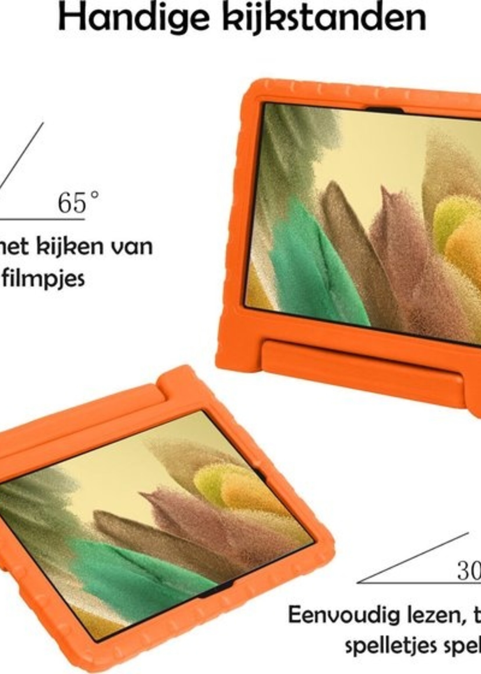 LUQ Hoes Geschikt voor Samsung Galaxy Tab A7 Lite Hoes Kinder Hoesje Kids Case Kinderhoes Shockproof Met 2x Screenprotector - Hoesje Geschikt voor Samsung Tab A7 Lite Hoesje Kidscase - Oranje