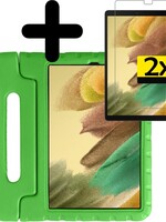 LUQ LUQ Samsung Galaxy Tab A7 Lite (2021) Kinderhoes met 2x screenprotector - Groen