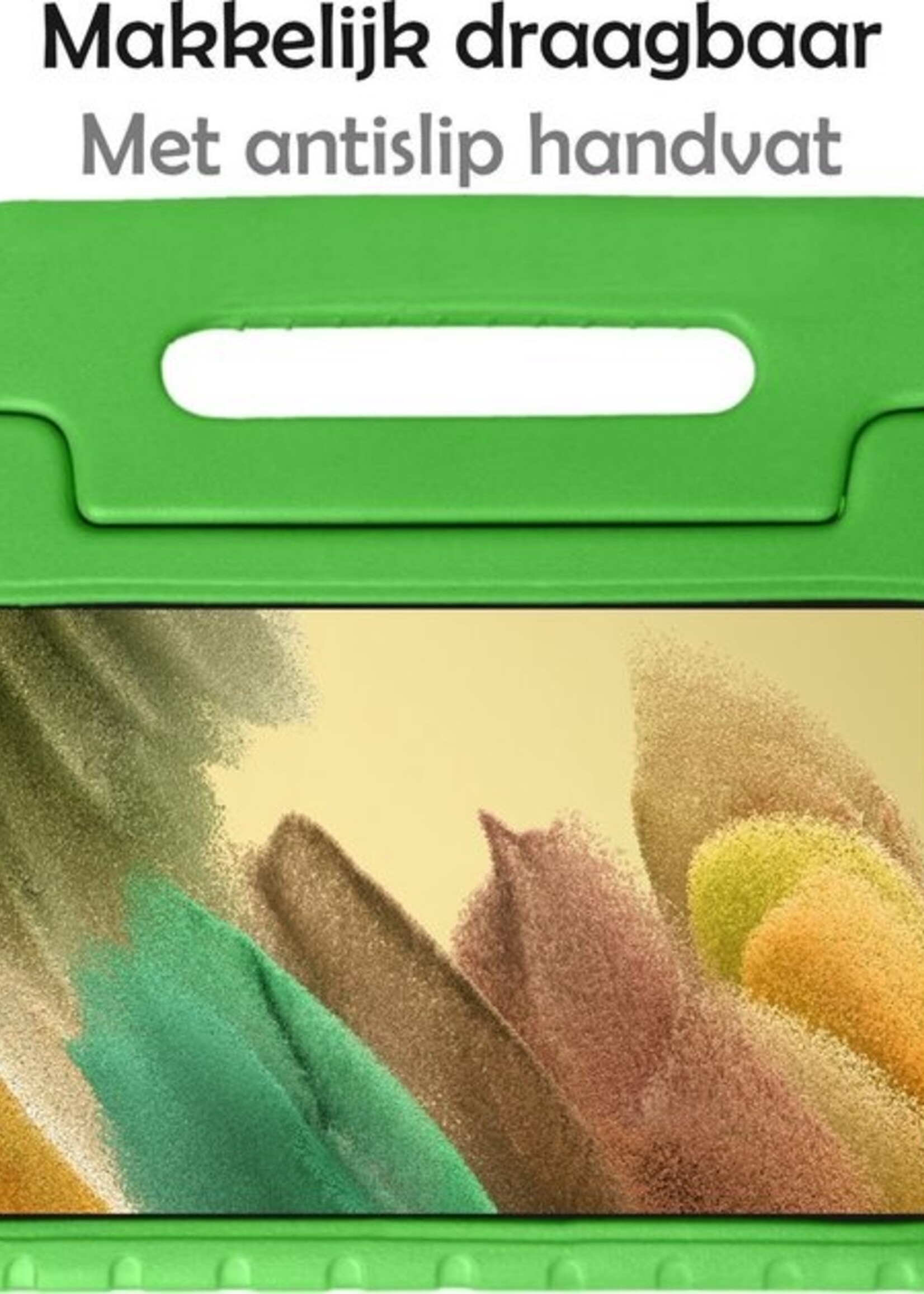 LUQ Hoes Geschikt voor Samsung Galaxy Tab A7 Lite Hoes Kinder Hoesje Kids Case Kinderhoes Shockproof Met 2x Screenprotector - Hoesje Geschikt voor Samsung Tab A7 Lite Hoesje Kidscase - Groen