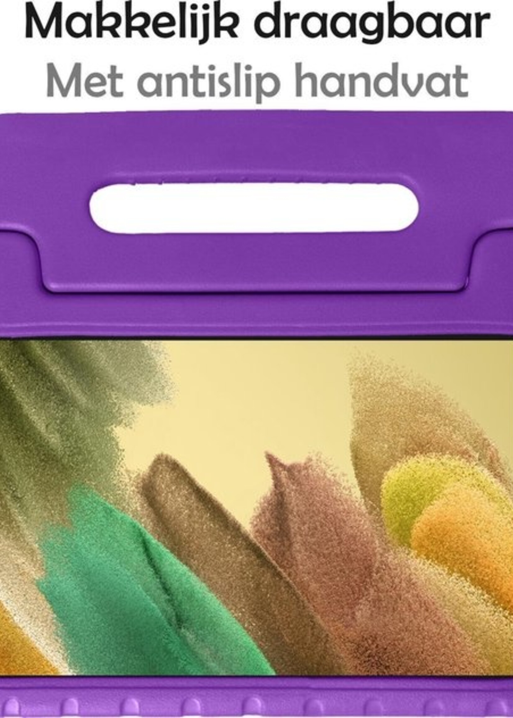 LUQ Hoes Geschikt voor Samsung Galaxy Tab A7 Lite Hoes Kinder Hoesje Kids Case Kinderhoes Shockproof Met 2x Screenprotector - Hoesje Geschikt voor Samsung Tab A7 Lite Hoesje Kidscase - Paars