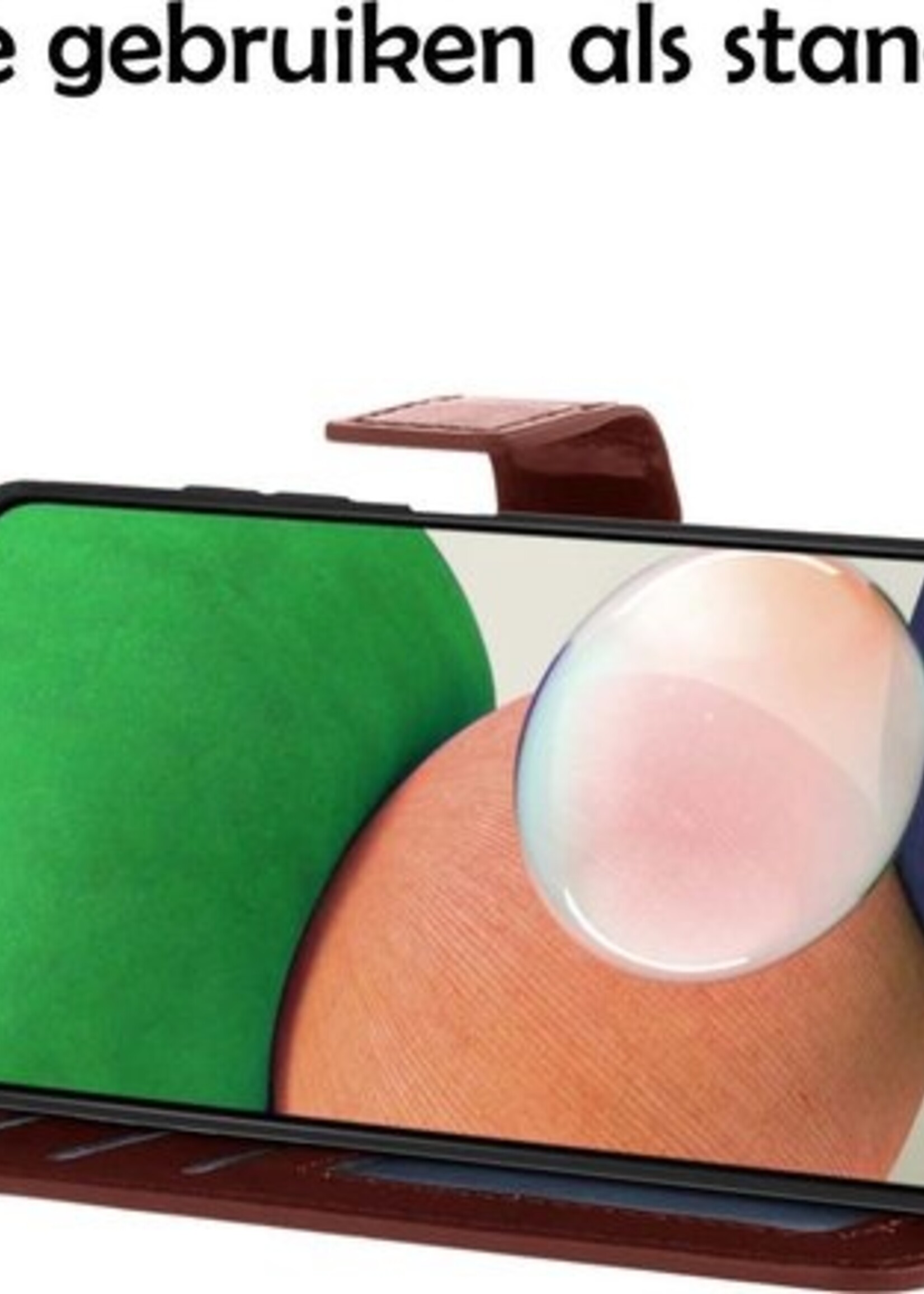 LUQ Hoesje Geschikt voor Samsung A22 4G Hoesje Book Case Hoes Wallet Cover Met Screenprotector - Hoes Geschikt voor Samsung Galaxy A22 4G Hoesje Bookcase Hoes - Bruin