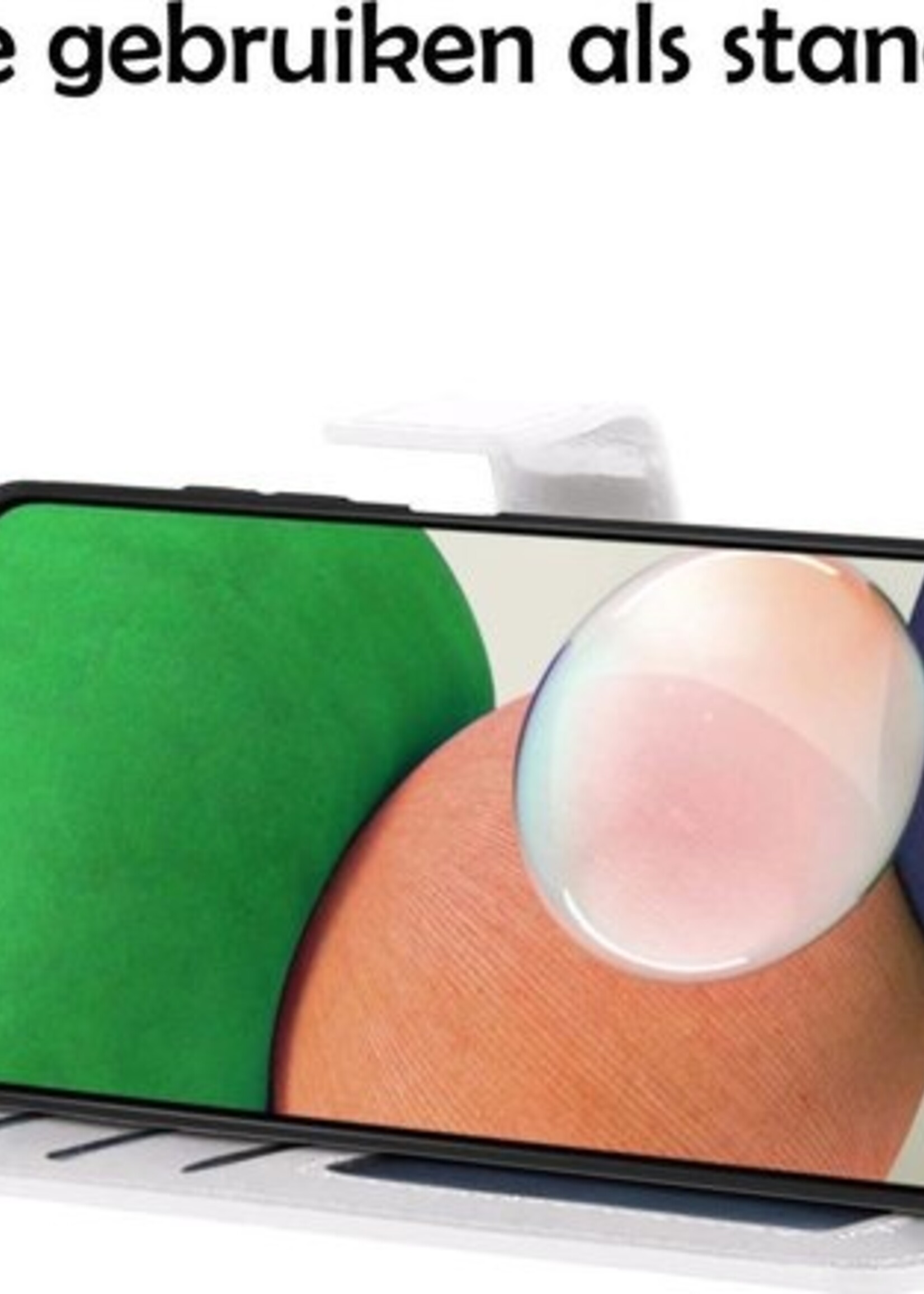 LUQ Hoesje Geschikt voor Samsung A22 4G Hoesje Book Case Hoes Wallet Cover Met Screenprotector - Hoes Geschikt voor Samsung Galaxy A22 4G Hoesje Bookcase Hoes - Wit