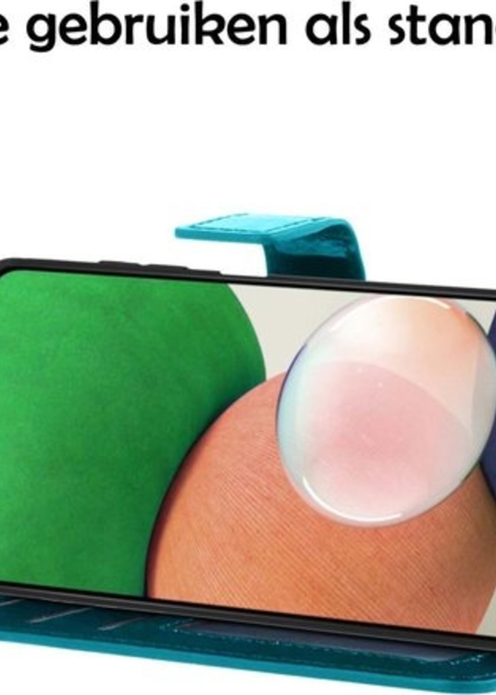 LUQ Hoesje Geschikt voor Samsung A22 4G Hoesje Book Case Hoes Wallet Cover Met 2x Screenprotector - Hoes Geschikt voor Samsung Galaxy A22 4G Hoesje Bookcase Hoes - Turquoise