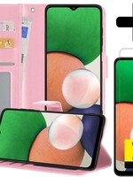 LUQ LUQ Samsung Galaxy A22 4G Hoesje Bookcase Lichtroze Met 2x Screenprotector