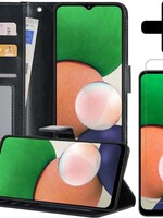 LUQ LUQ Samsung Galaxy A22 5G Hoesje Bookcase Zwart Met Screenprotector