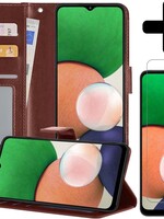 LUQ LUQ Samsung Galaxy A22 5G Hoesje Bookcase Bruin Met Screenprotector