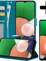 LUQ LUQ Samsung Galaxy A22 5G Hoesje Bookcase Turquoise Met Screenprotector