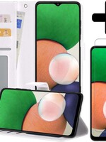 LUQ LUQ Samsung Galaxy A22 5G Hoesje Bookcase Wit Met Screenprotector