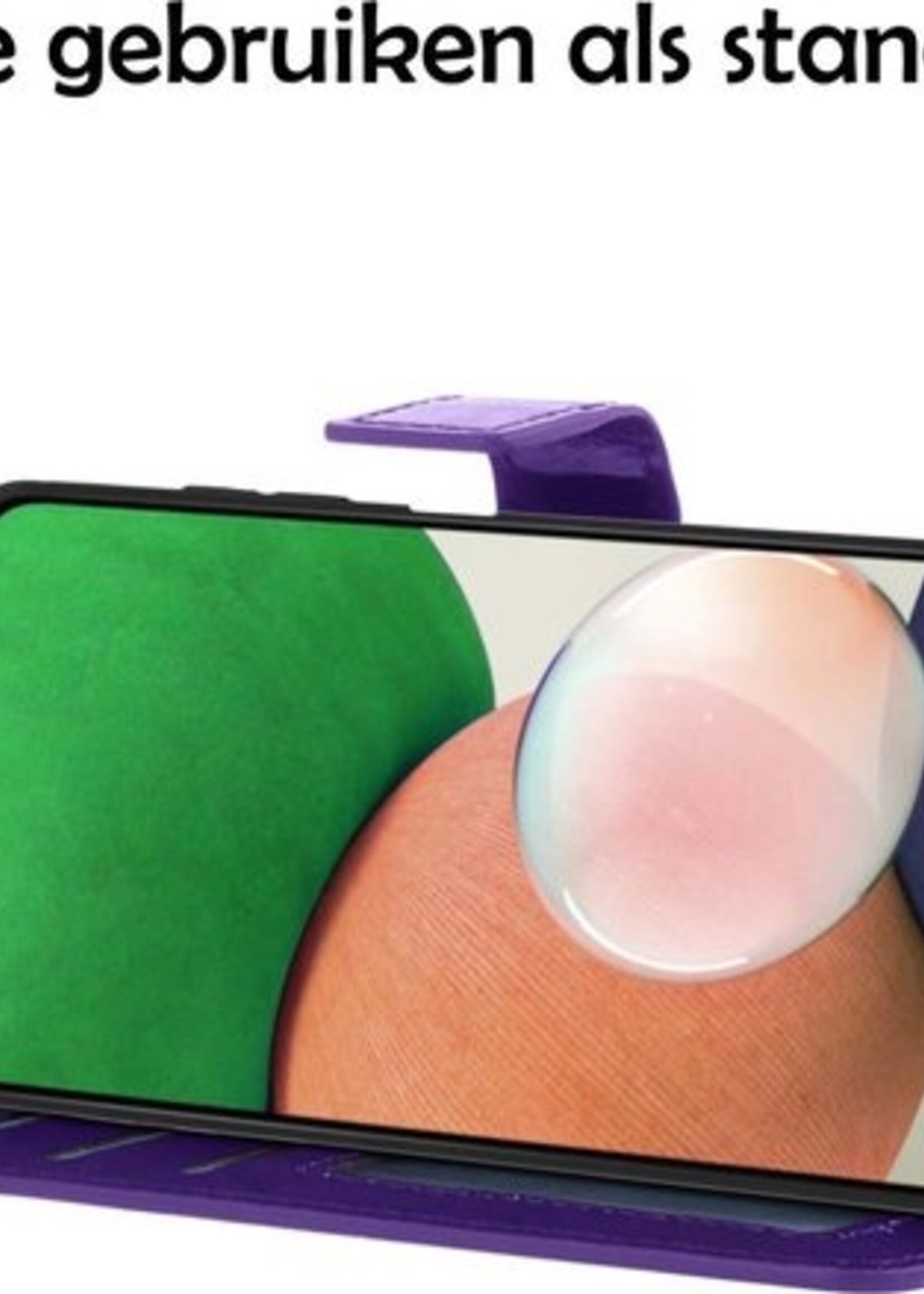 LUQ Hoesje Geschikt voor Samsung A22 5G Hoesje Book Case Hoes Wallet Cover Met Screenprotector - Hoes Geschikt voor Samsung Galaxy A22 5G Hoesje Bookcase Hoes - Paars