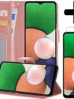 LUQ LUQ Samsung Galaxy A22 5G Hoesje Bookcase Rose Goud Met Screenprotector