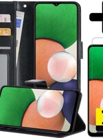 LUQ LUQ Samsung Galaxy A22 5G Hoesje Bookcase Zwart Met 2x Screenprotector