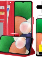 LUQ LUQ Samsung Galaxy A22 5G Hoesje Bookcase Rood Met 2x Screenprotector