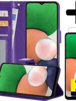 LUQ LUQ Samsung Galaxy A22 5G Hoesje Bookcase Paars Met 2x Screenprotector