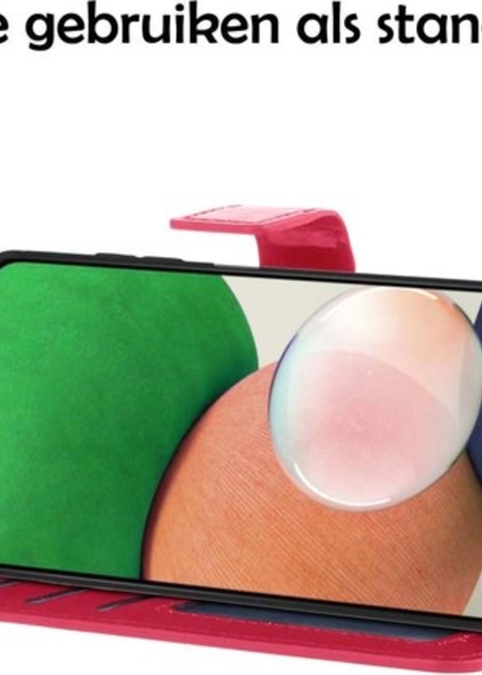 LUQ Hoesje Geschikt voor Samsung A22 5G Hoesje Book Case Hoes Wallet Cover Met 2x Screenprotector - Hoes Geschikt voor Samsung Galaxy A22 5G Hoesje Bookcase Hoes - Donkerroze