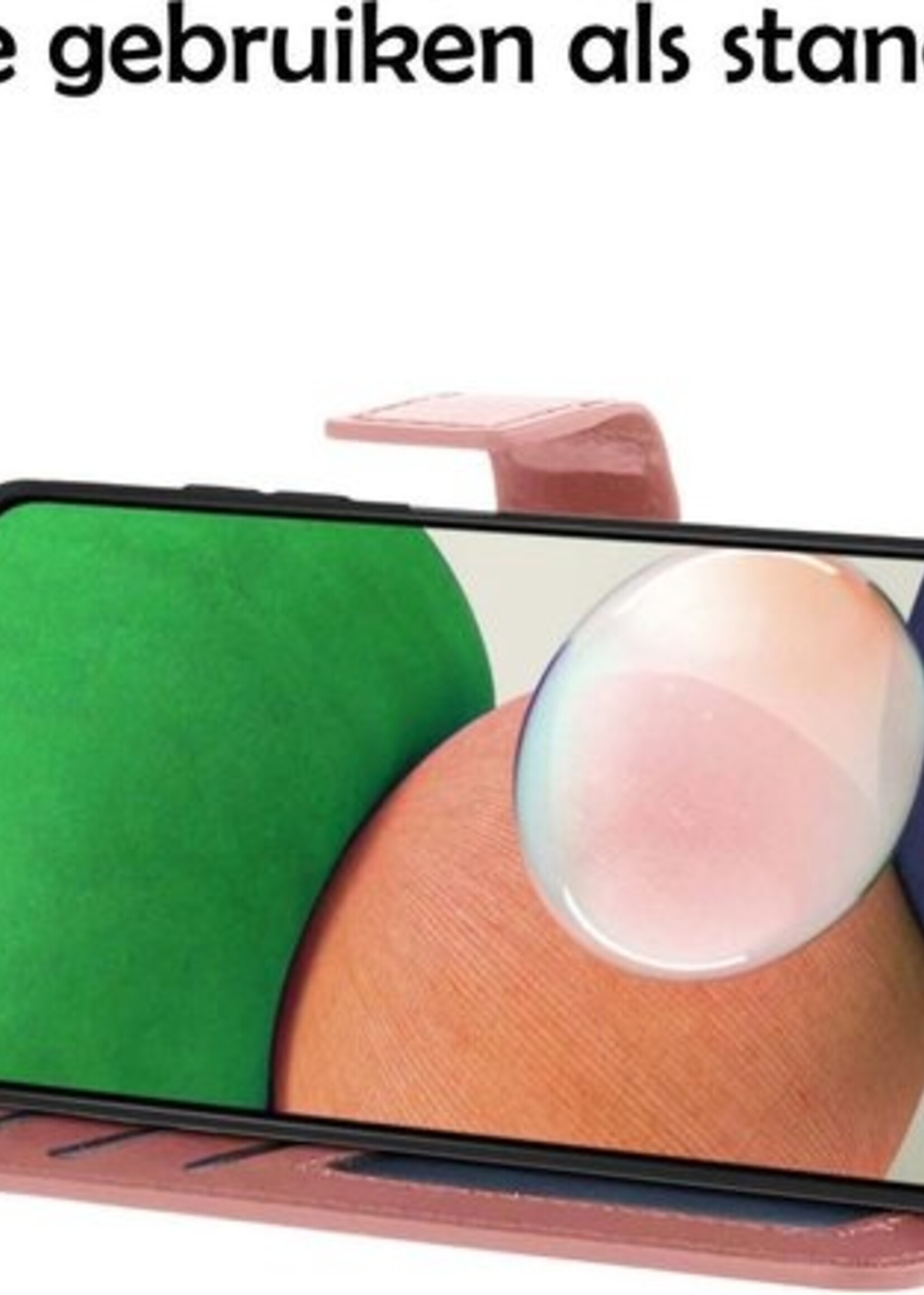 LUQ Hoesje Geschikt voor Samsung A22 5G Hoesje Book Case Hoes Wallet Cover Met 2x Screenprotector - Hoes Geschikt voor Samsung Galaxy A22 5G Hoesje Bookcase Hoes - Rosé goud