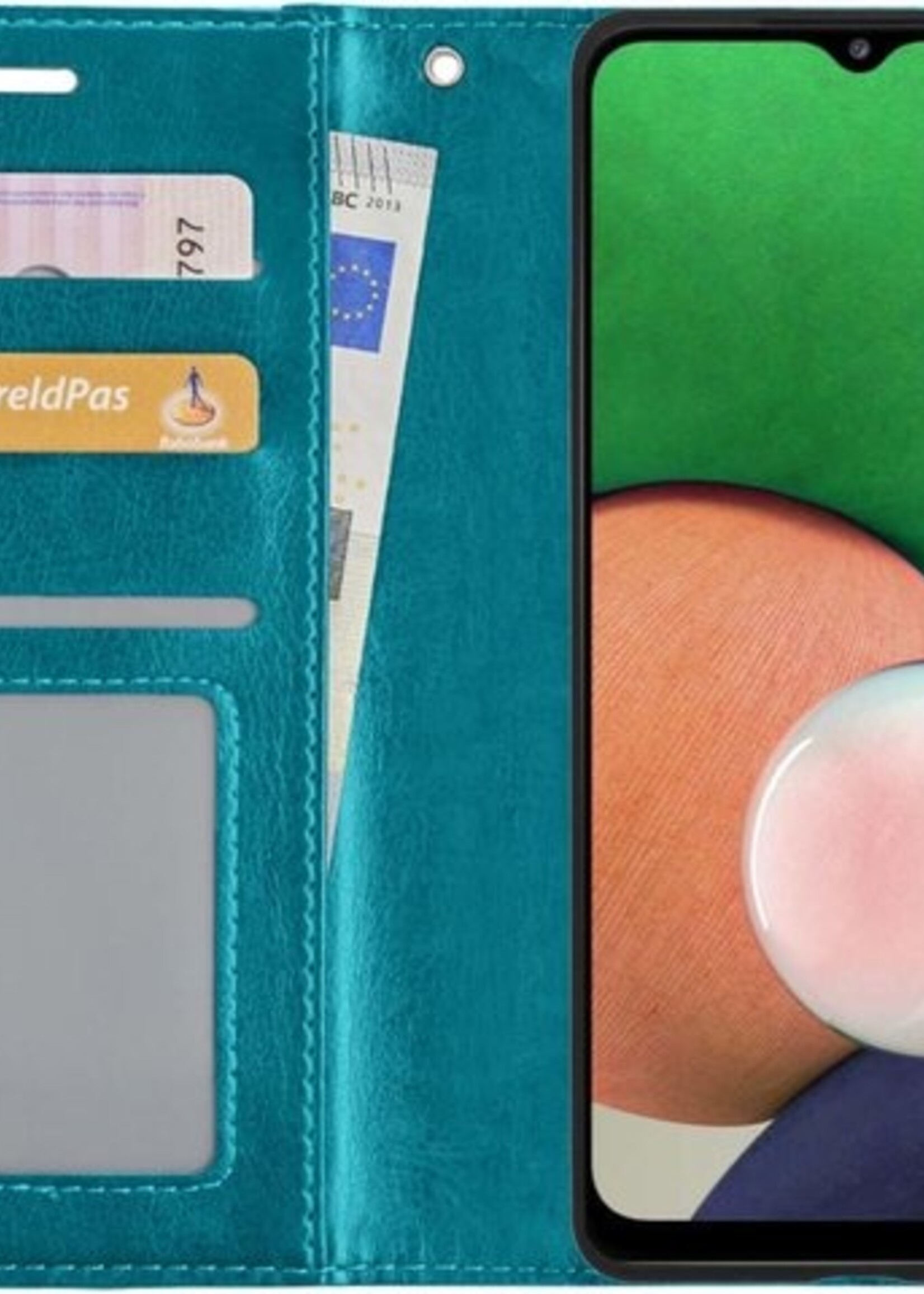 LUQ Hoesje Geschikt voor Samsung A22 4G Hoesje Book Case Hoes Wallet Cover - Hoes Geschikt voor Samsung Galaxy A22 4G Hoesje Bookcase Hoes - Turquoise