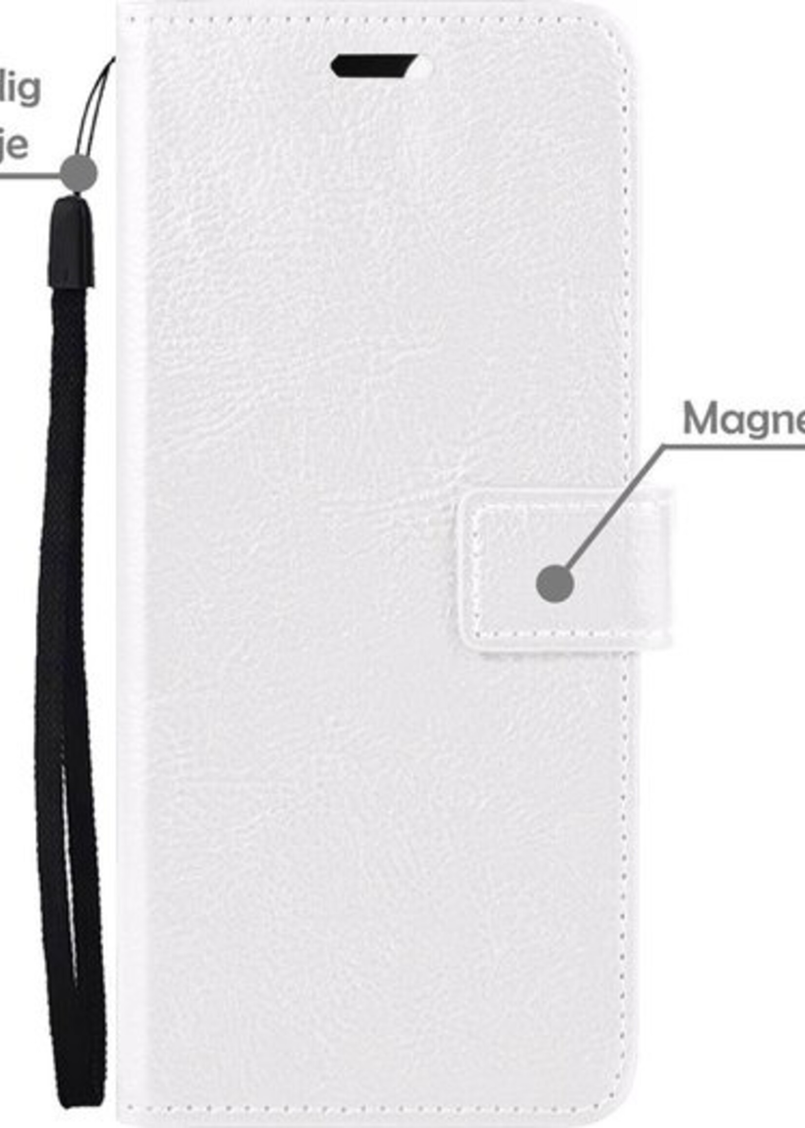 LUQ Hoesje Geschikt voor Samsung A22 4G Hoesje Book Case Hoes Wallet Cover - Hoes Geschikt voor Samsung Galaxy A22 4G Hoesje Bookcase Hoes - Wit