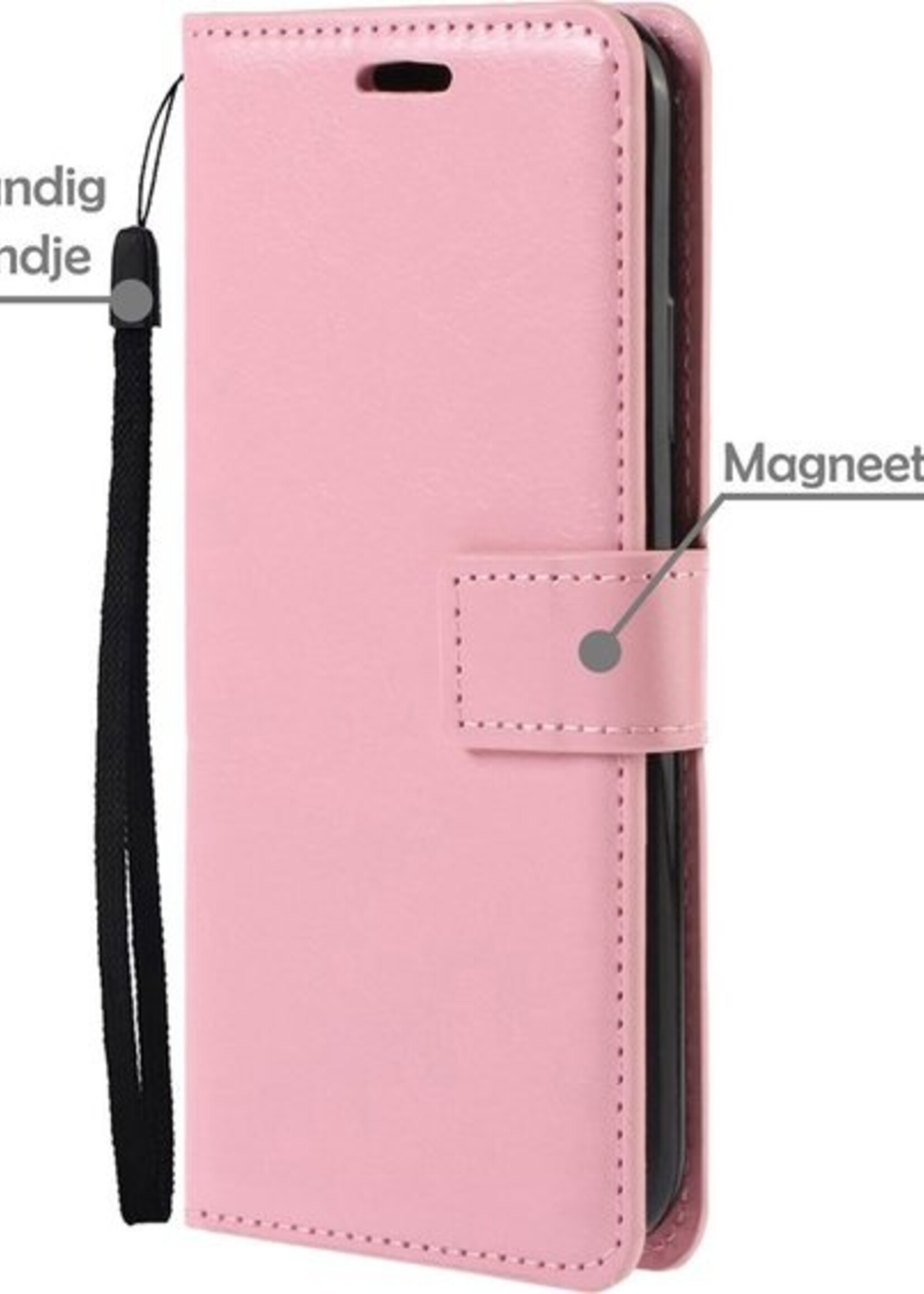 LUQ Hoesje Geschikt voor Samsung A22 4G Hoesje Book Case Hoes Wallet Cover - Hoes Geschikt voor Samsung Galaxy A22 4G Hoesje Bookcase Hoes - Lichtroze