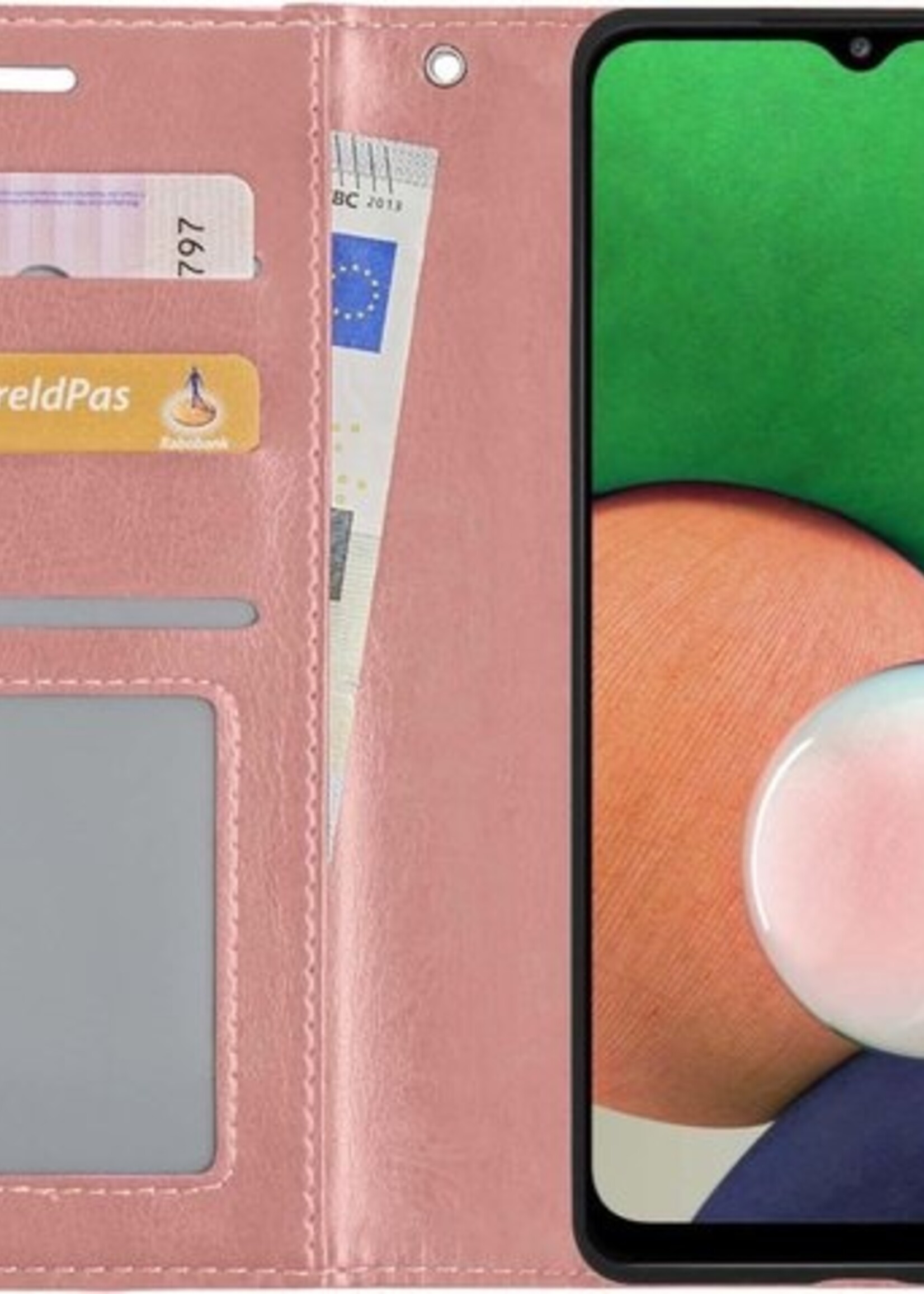 LUQ Hoesje Geschikt voor Samsung A22 4G Hoesje Book Case Hoes Wallet Cover - Hoes Geschikt voor Samsung Galaxy A22 4G Hoesje Bookcase Hoes - Rosé goud