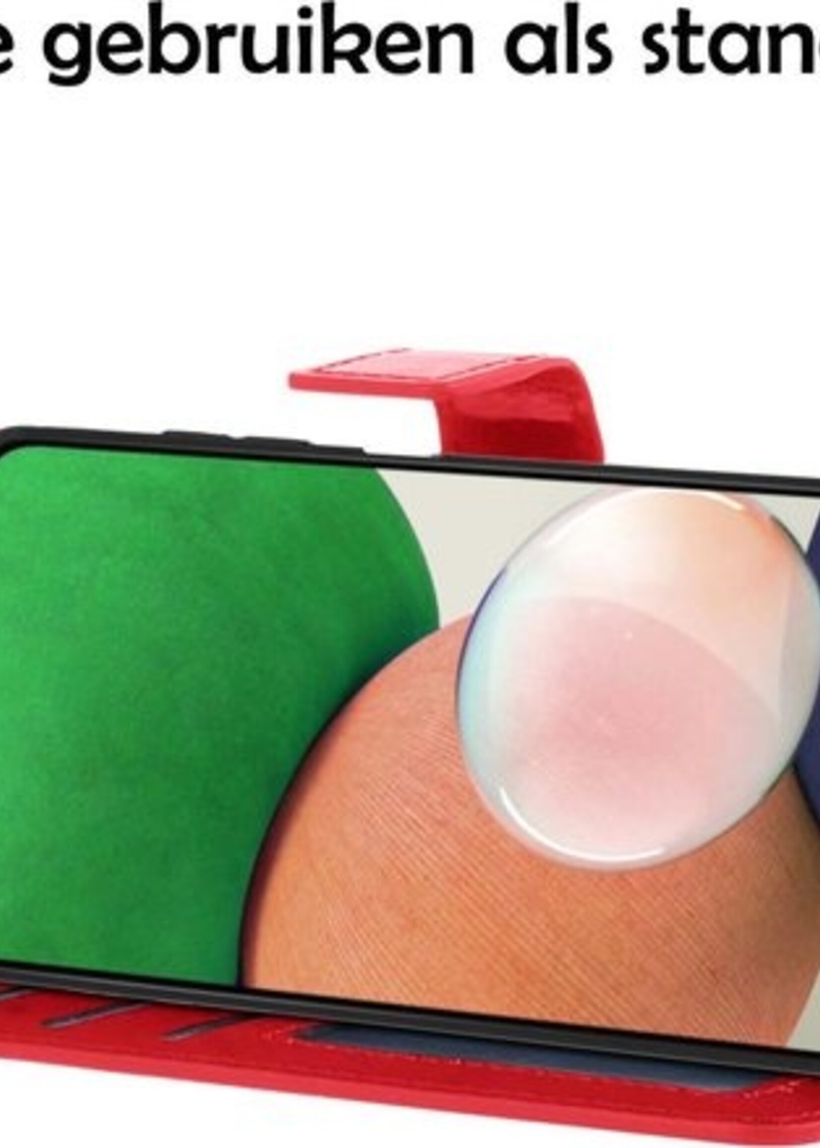 LUQ Hoesje Geschikt voor Samsung A22 5G Hoesje Book Case Hoes Wallet Cover - Hoes Geschikt voor Samsung Galaxy A22 5G Hoesje Bookcase Hoes - Rood