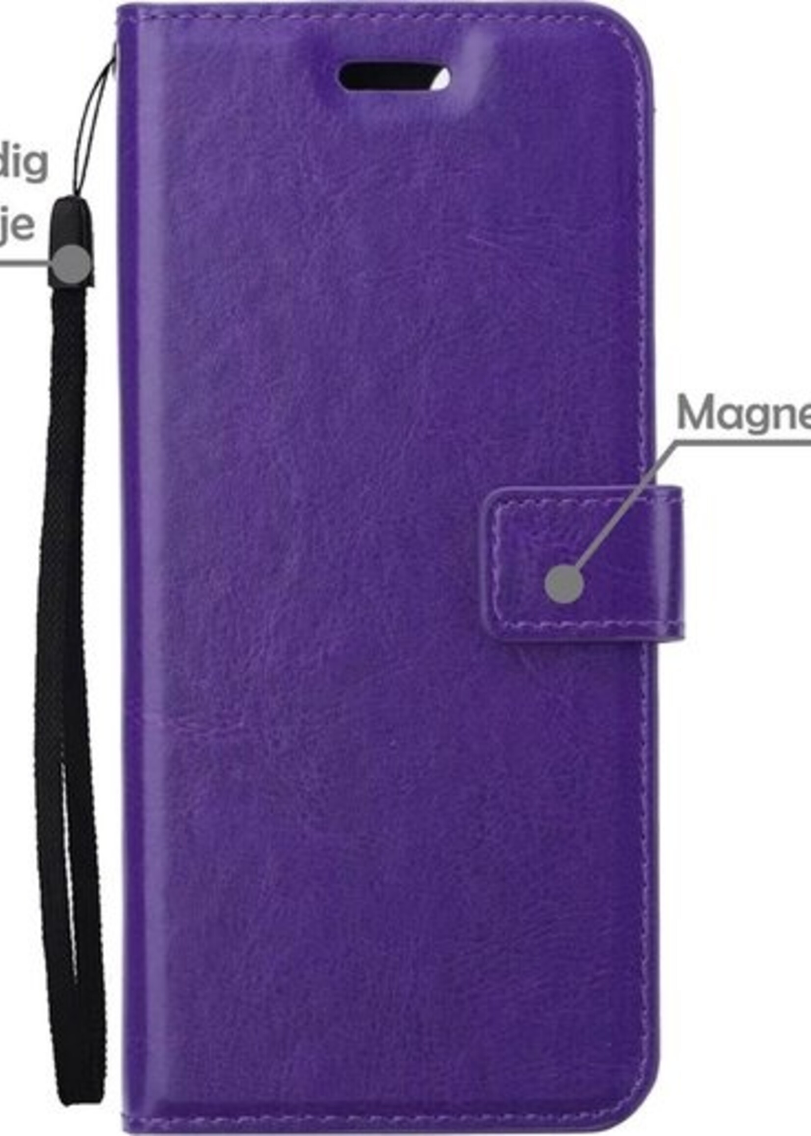 LUQ Hoesje Geschikt voor Samsung A22 5G Hoesje Book Case Hoes Wallet Cover - Hoes Geschikt voor Samsung Galaxy A22 5G Hoesje Bookcase Hoes - Paars