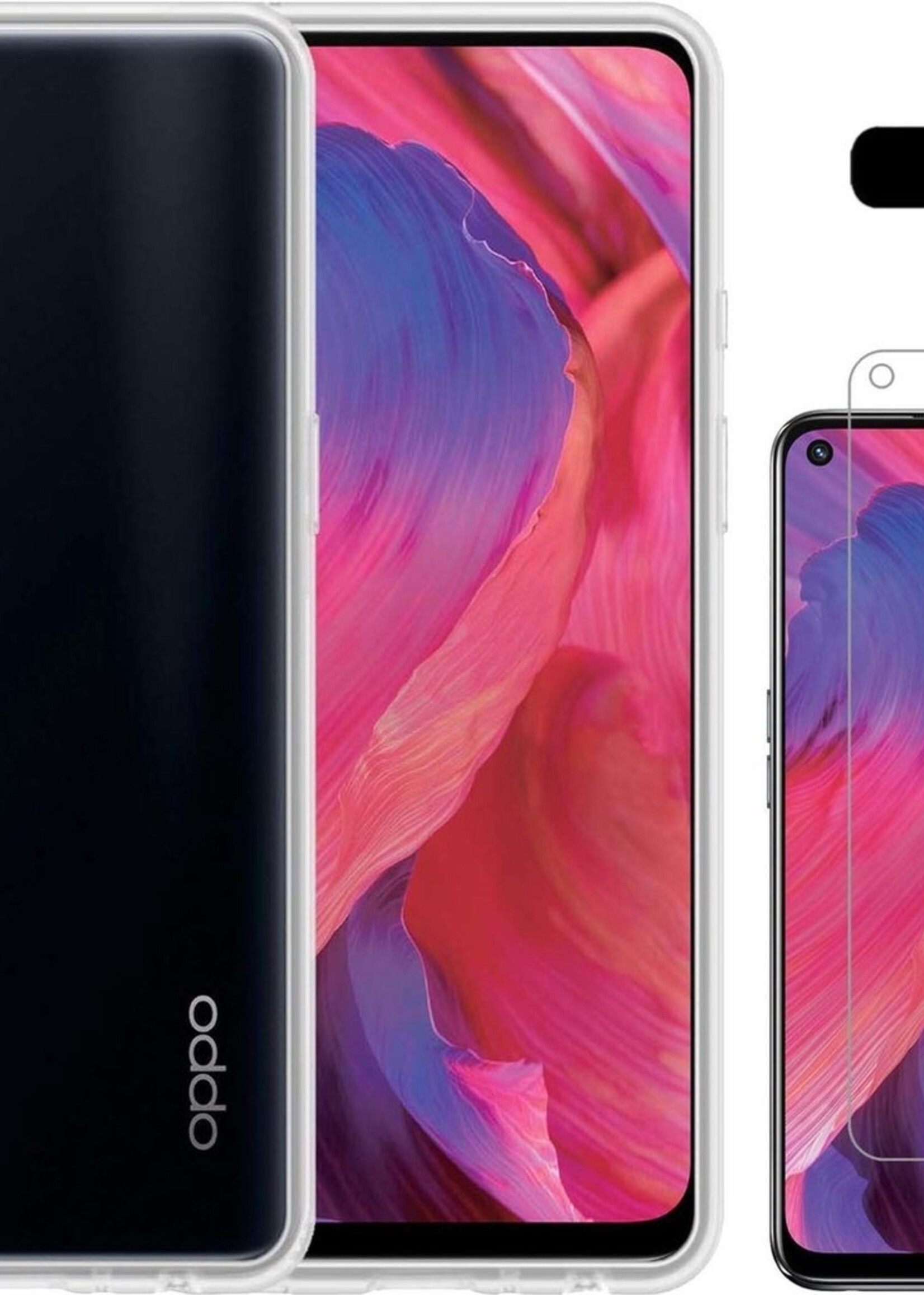 LUQ Hoesje Geschikt voor OPPO A54 Hoesje Siliconen Case Met Screenprotector - Hoes Geschikt voor OPPO A54 Hoes Siliconen - Transparant