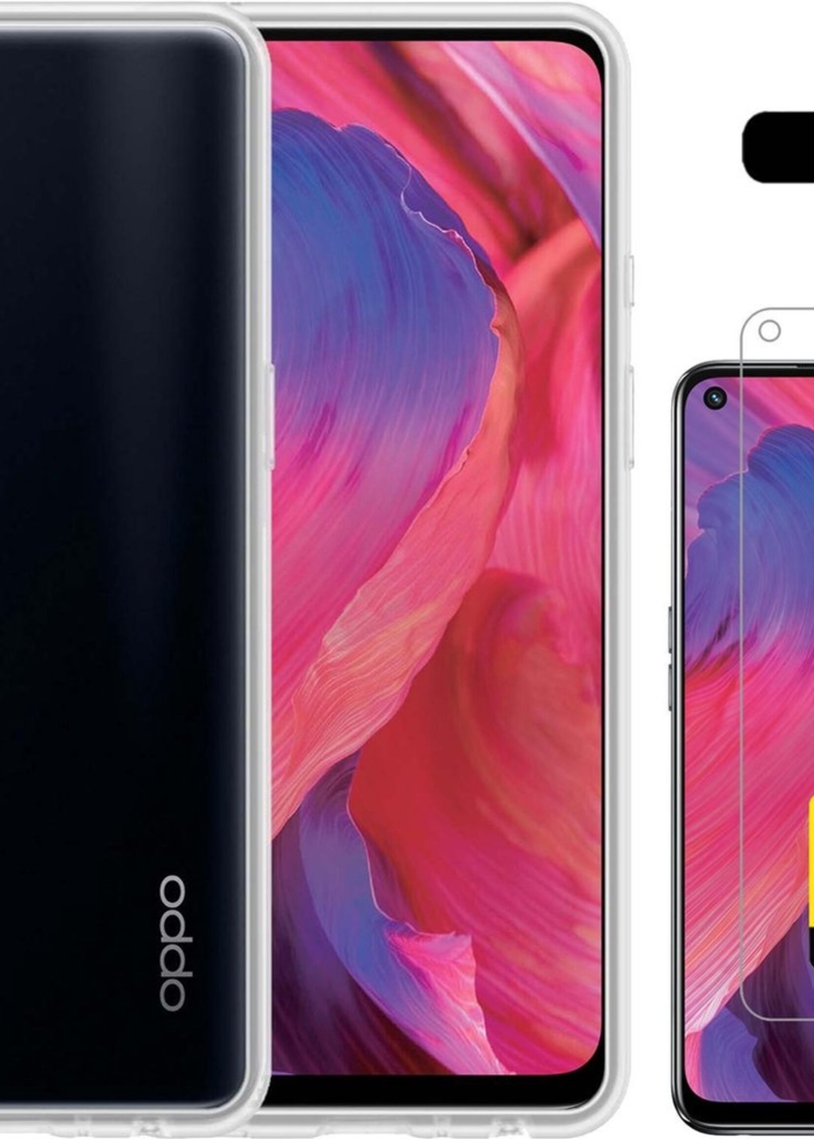 LUQ Hoesje Geschikt voor OPPO A54 Hoesje Siliconen Case Met 2x Screenprotector - Hoes Geschikt voor OPPO A54 Hoes Siliconen - Transparant