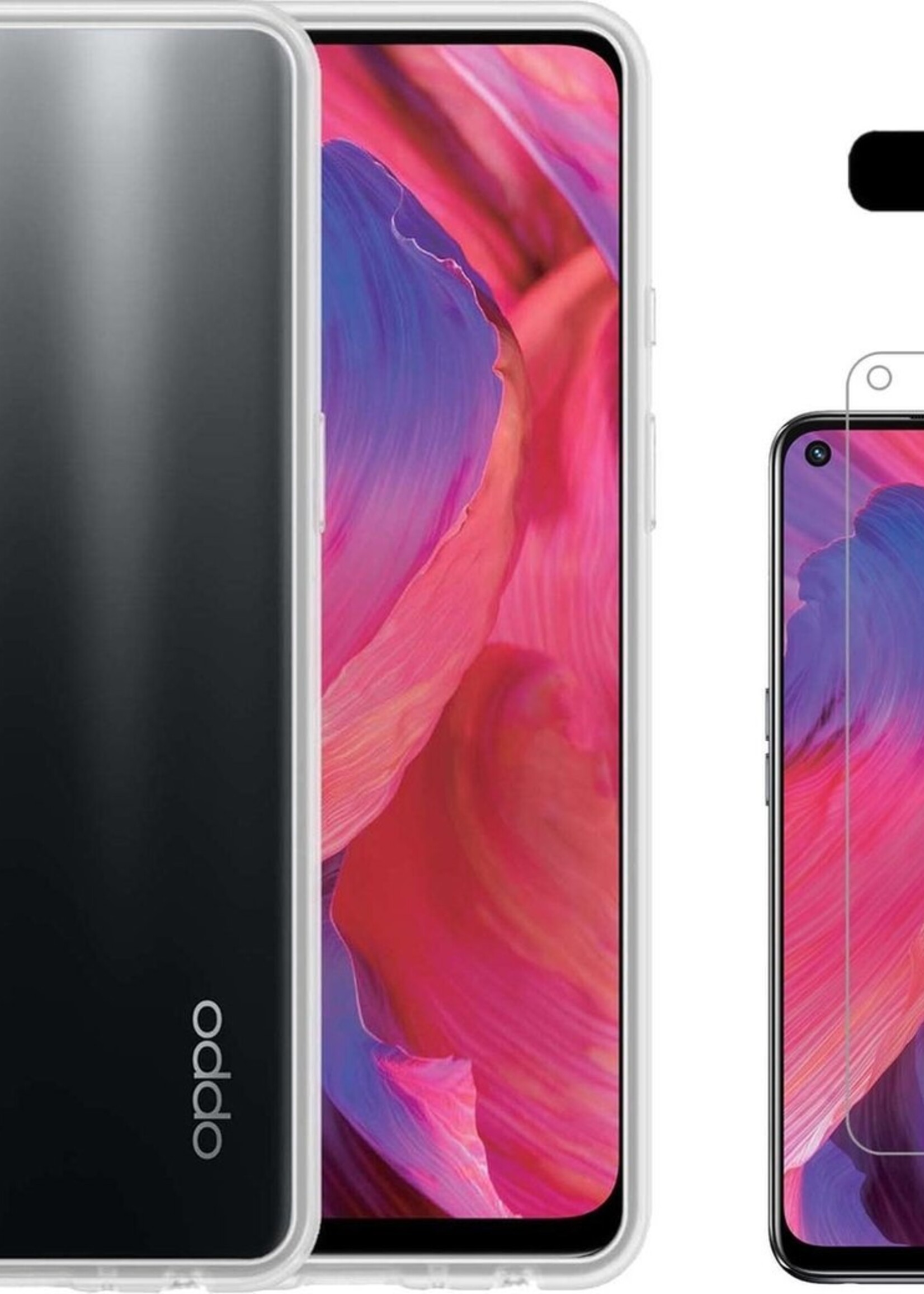 LUQ Hoesje Geschikt voor OPPO A54 5G Hoesje Siliconen Case Met Screenprotector - Hoes Geschikt voor OPPO A54 5G Hoes Siliconen - Transparant