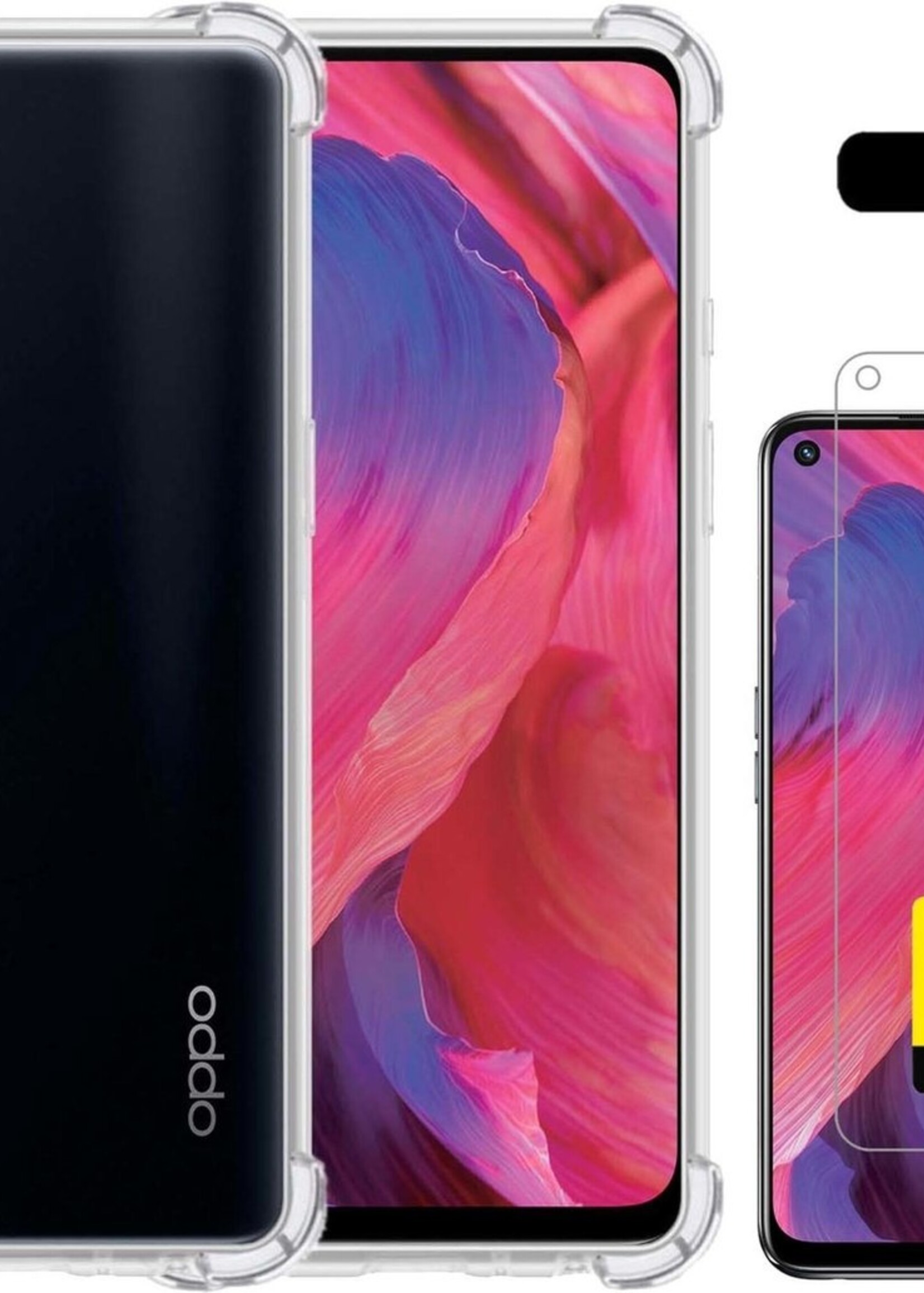 LUQ Hoesje Geschikt voor OPPO A54 Hoesje Shockproof Case Siliconen Met 2x Screenprotector - Hoes Geschikt voor OPPO A54 Hoes Cover Siliconen - Transparant