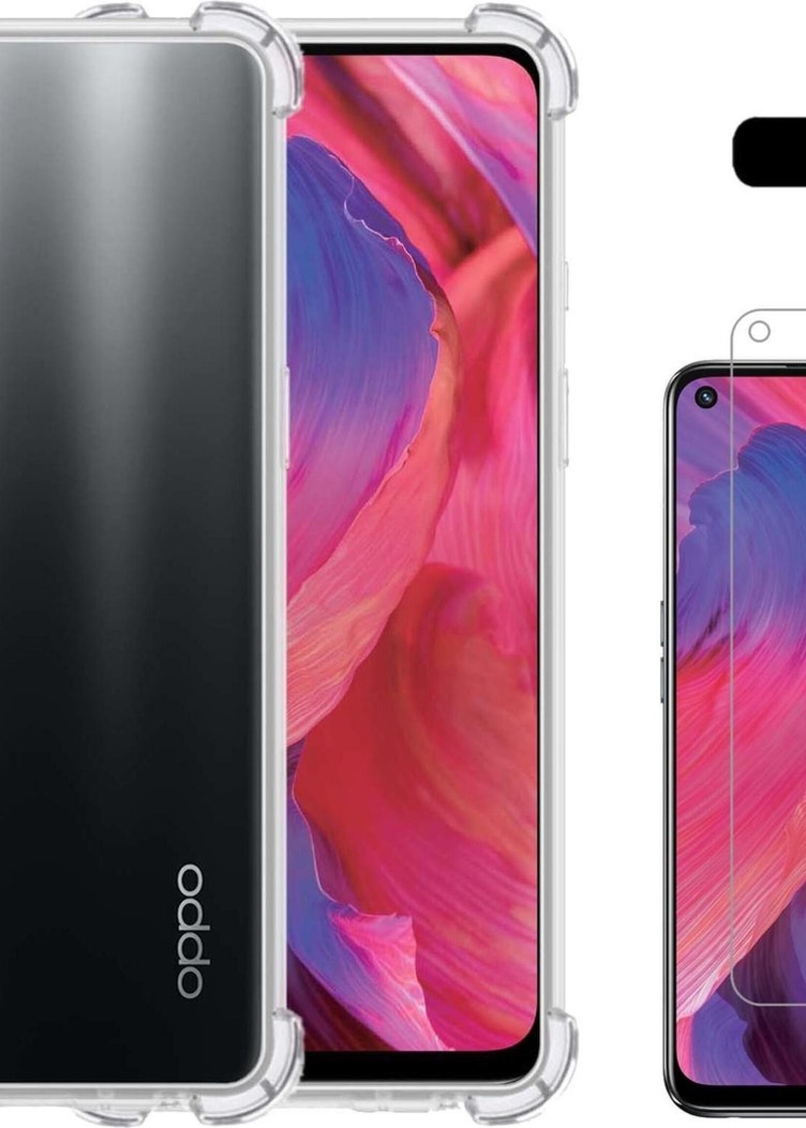 LUQ Hoesje Geschikt voor OPPO A54 5G Hoesje Shockproof Case Siliconen Met Screenprotector - Hoes Geschikt voor OPPO A54 5G Hoes Cover Siliconen - Transparant