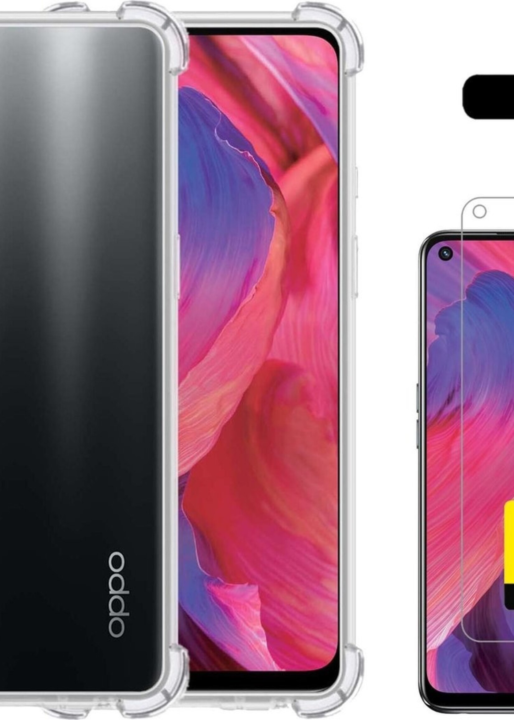 LUQ Hoesje Geschikt voor OPPO A54 5G Hoesje Shockproof Case Siliconen Met 2x Screenprotector - Hoes Geschikt voor OPPO A54 5G Hoes Cover Siliconen - Transparant