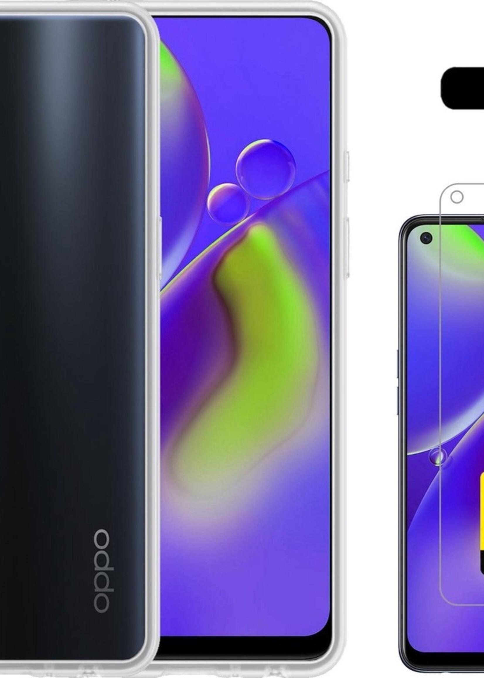 LUQ Hoesje Geschikt voor OPPO A74 4G Hoesje Siliconen Case Met 2x Screenprotector - Hoes Geschikt voor OPPO A74 4G Hoes Siliconen - Transparant