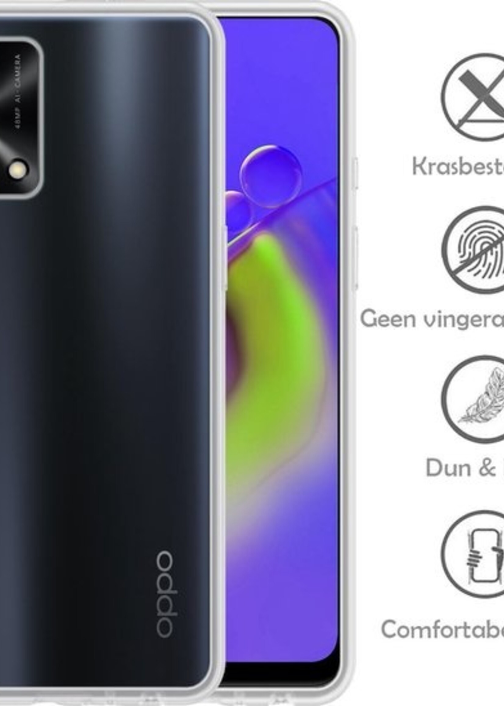 LUQ Hoesje Geschikt voor OPPO A74 4G Hoesje Siliconen Case Met 2x Screenprotector - Hoes Geschikt voor OPPO A74 4G Hoes Siliconen - Transparant