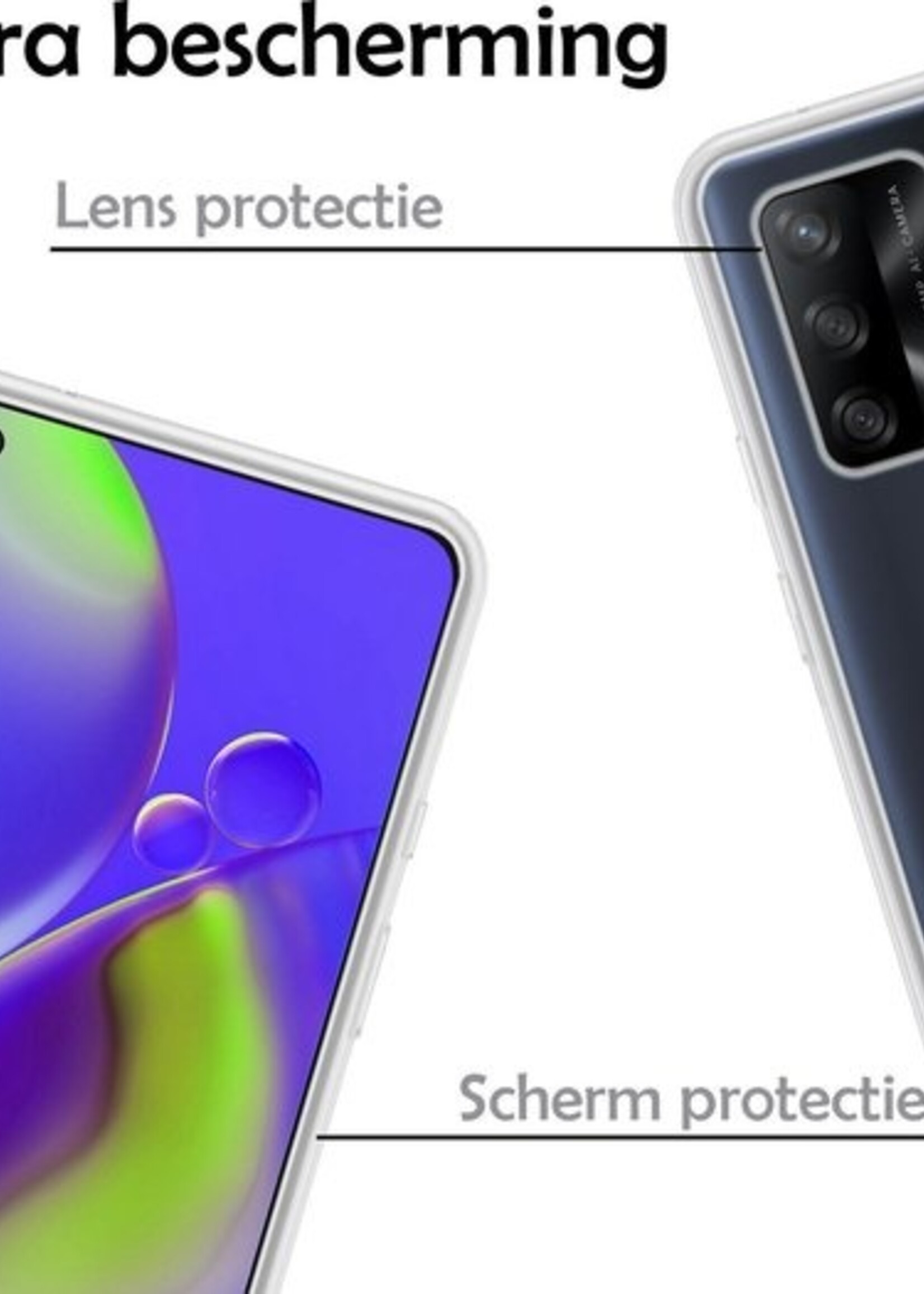 LUQ Hoesje Geschikt voor OPPO A74 4G Hoesje Siliconen Case Met 2x Screenprotector - Hoes Geschikt voor OPPO A74 4G Hoes Siliconen - Transparant