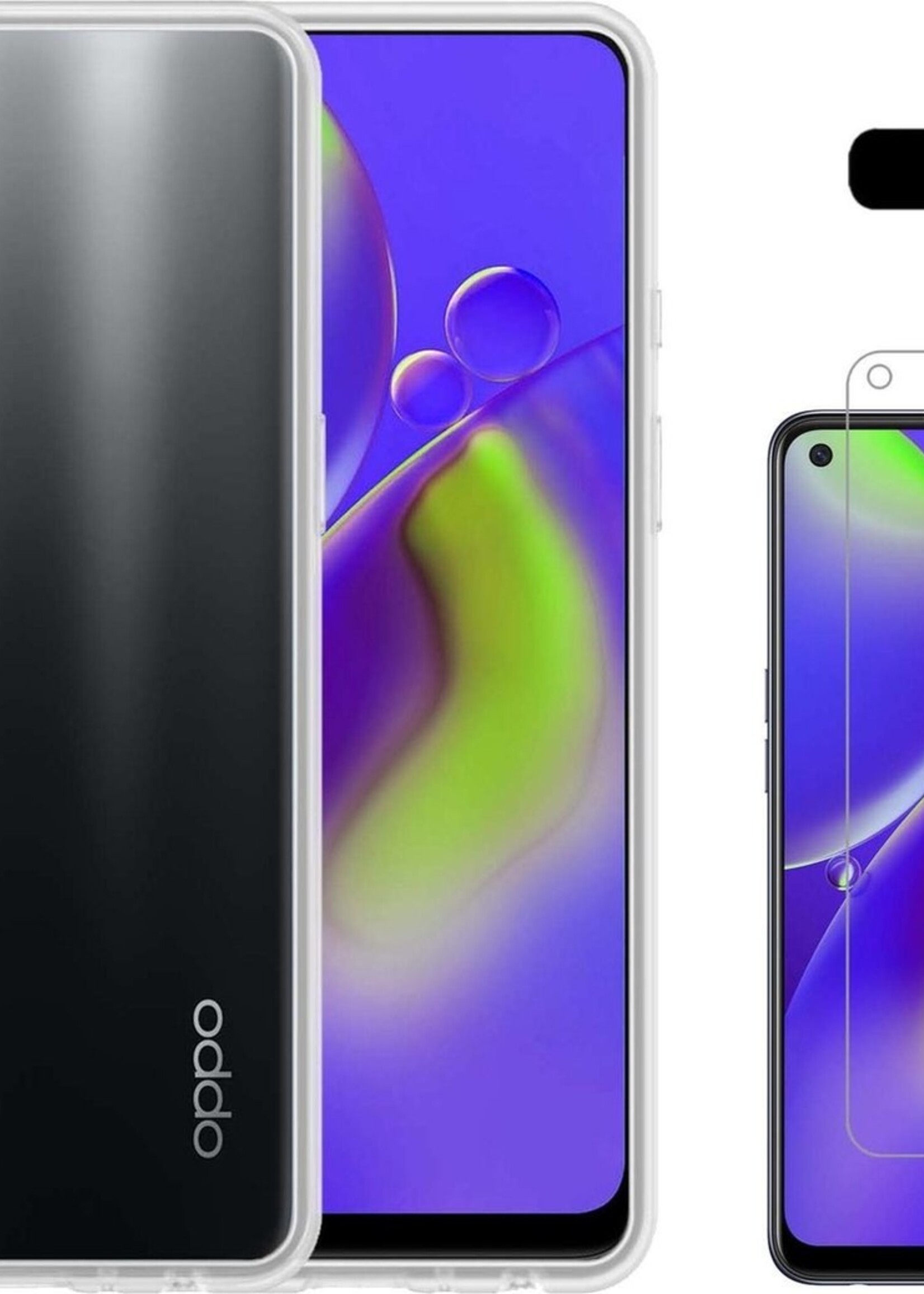 LUQ Hoesje Geschikt voor OPPO A74 5G Hoesje Siliconen Case Met Screenprotector - Hoes Geschikt voor OPPO A74 5G Hoes Siliconen - Transparant