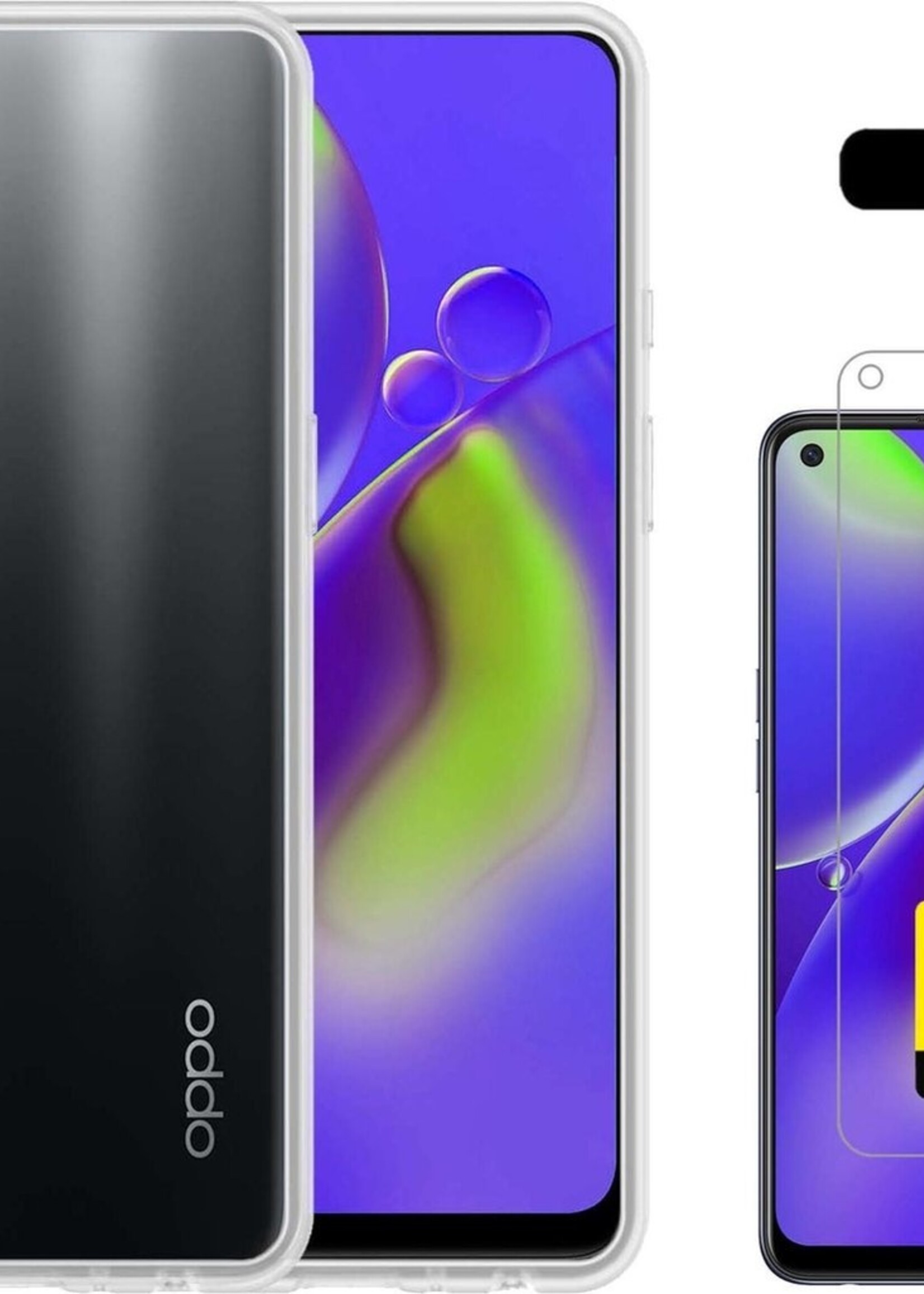LUQ Hoesje Geschikt voor OPPO A74 5G Hoesje Siliconen Case Met 2x Screenprotector - Hoes Geschikt voor OPPO A74 5G Hoes Siliconen - Transparant