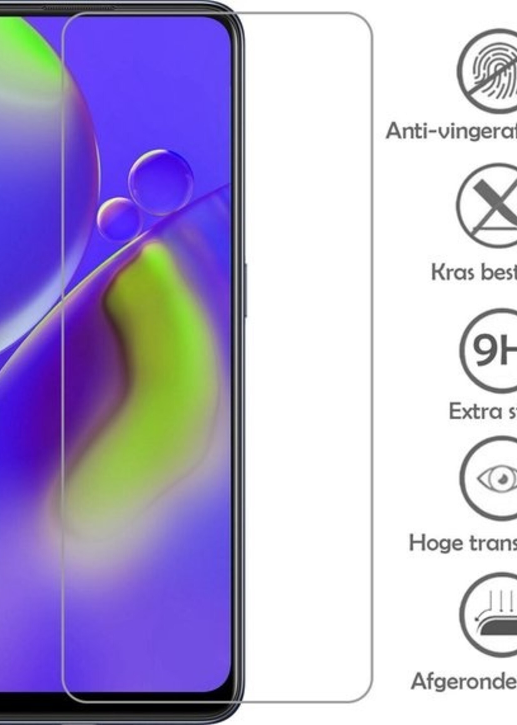 LUQ Hoesje Geschikt voor OPPO A74 4G Hoesje Shockproof Case Siliconen Met Screenprotector - Hoes Geschikt voor OPPO A74 4G Hoes Cover Siliconen - Transparant