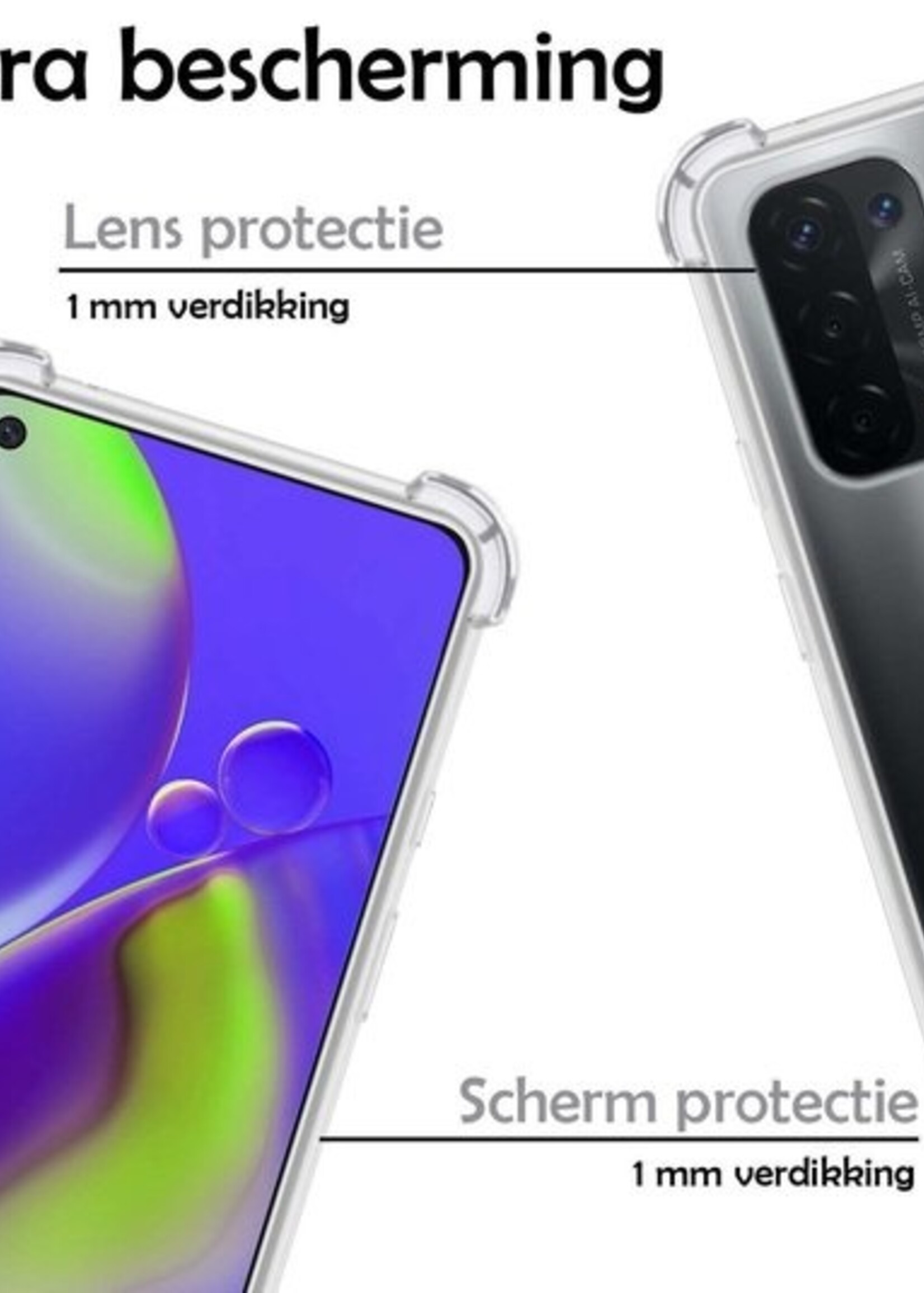 LUQ Hoesje Geschikt voor OPPO A74 5G Hoesje Shockproof Case Siliconen Met 2x Screenprotector - Hoes Geschikt voor OPPO A74 5G Hoes Cover Siliconen - Transparant