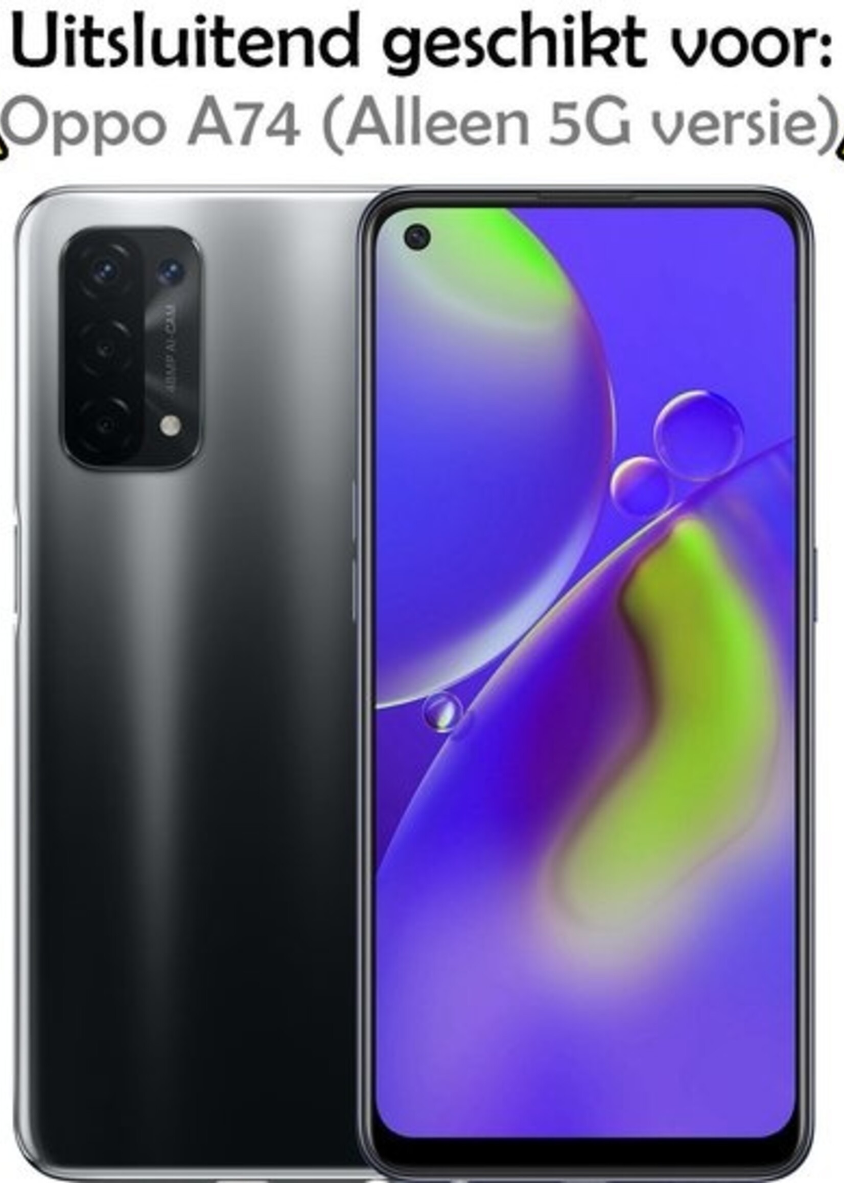 LUQ Hoesje Geschikt voor OPPO A74 5G Hoesje Shockproof Case Siliconen Met 2x Screenprotector - Hoes Geschikt voor OPPO A74 5G Hoes Cover Siliconen - Transparant