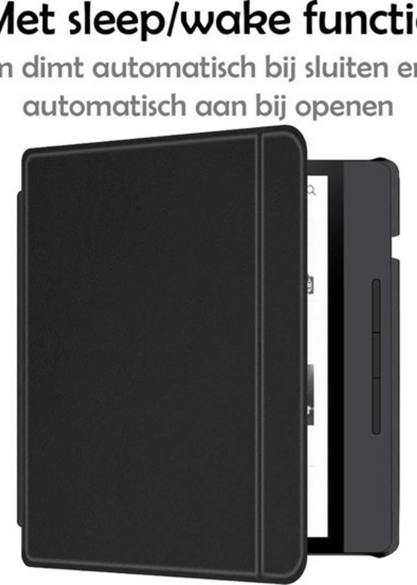 LUQ Hoesje Geschikt voor Tolino Vision 5 Hoes Bescherm Hoesje Case Luxe Sleep Cover - Zwart